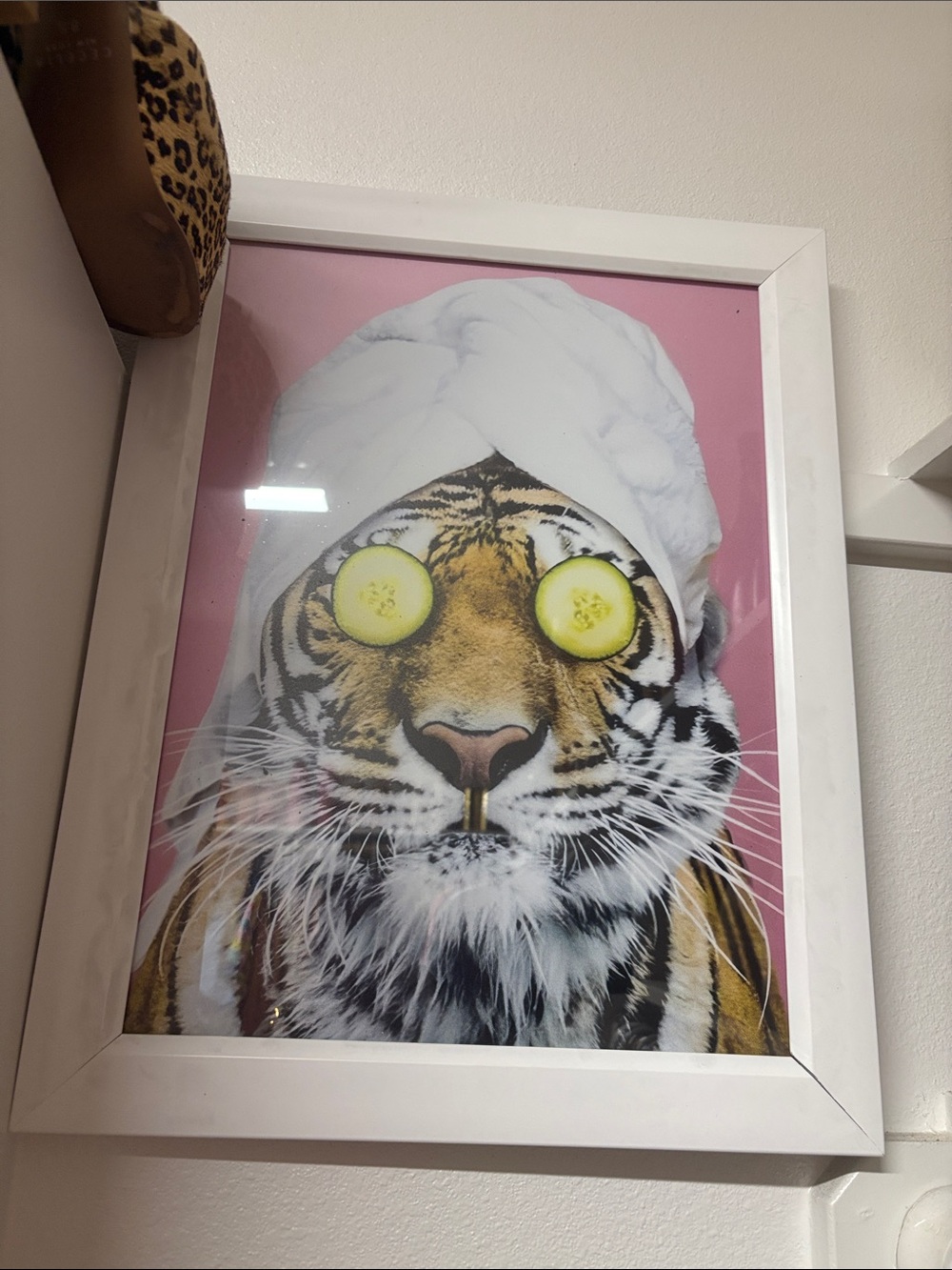 Tiger Spa Wall Art - Pink, White, Yellow